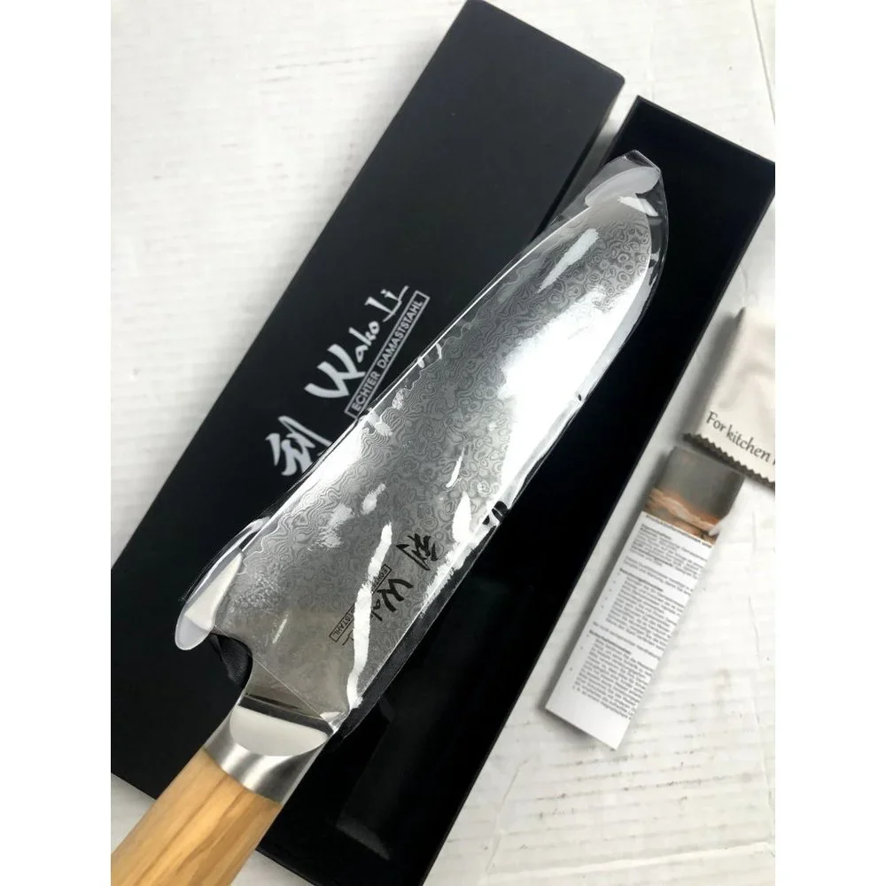 Wakoli Damascus Santoku knife blade 7-inch 67 layers Genuine Japanese Box New
